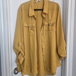 Mustard Button-Up Blouse